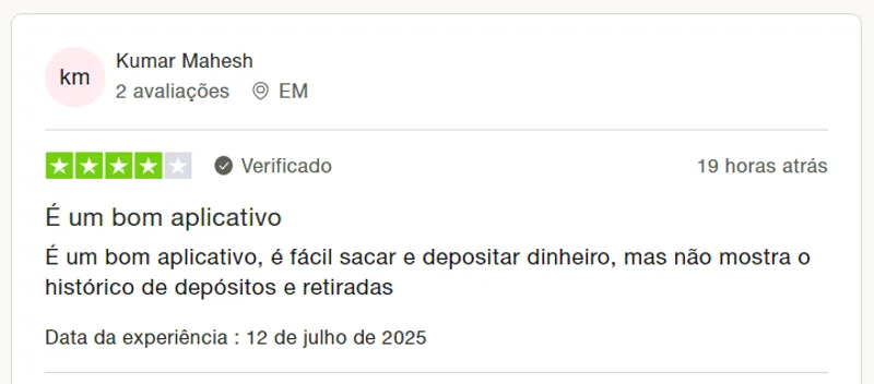 As análises observam a facilidade de fazer um depósito na conta de jogo