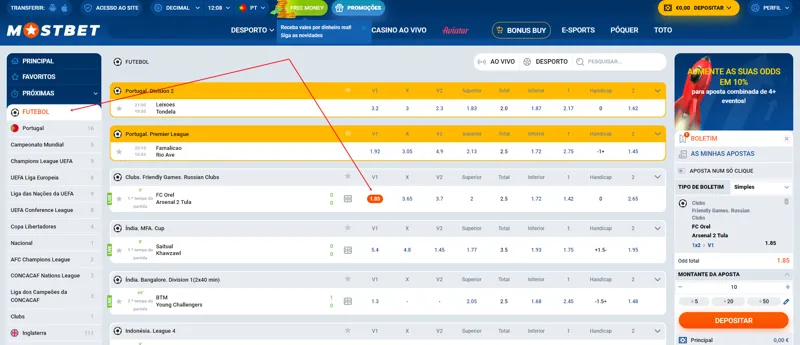 O processo de fazer uma aposta no site MostBet