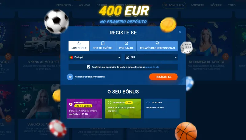 Registo no site MostBet