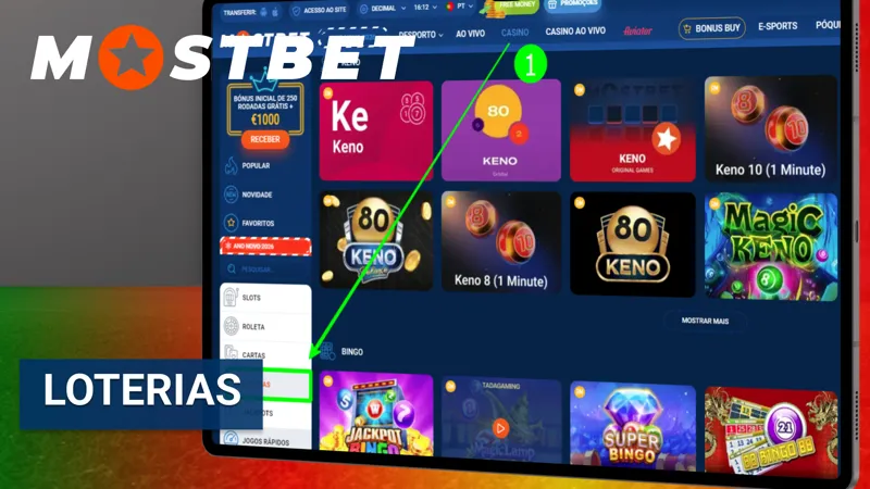 As loterias no MostBet permitem participar em sorteios online com prémios atrativos.